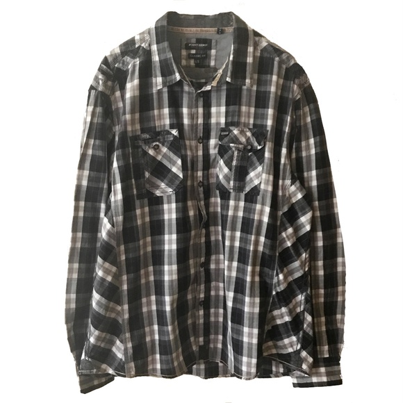 POINT ZERO MEN'S BLACK & WHITE CHECK SHIRT SIZE XL - Picture 2 of 6